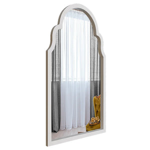 Premium Window European Design Wooden Decorative Wall Mirror ( White/Brown Finish )