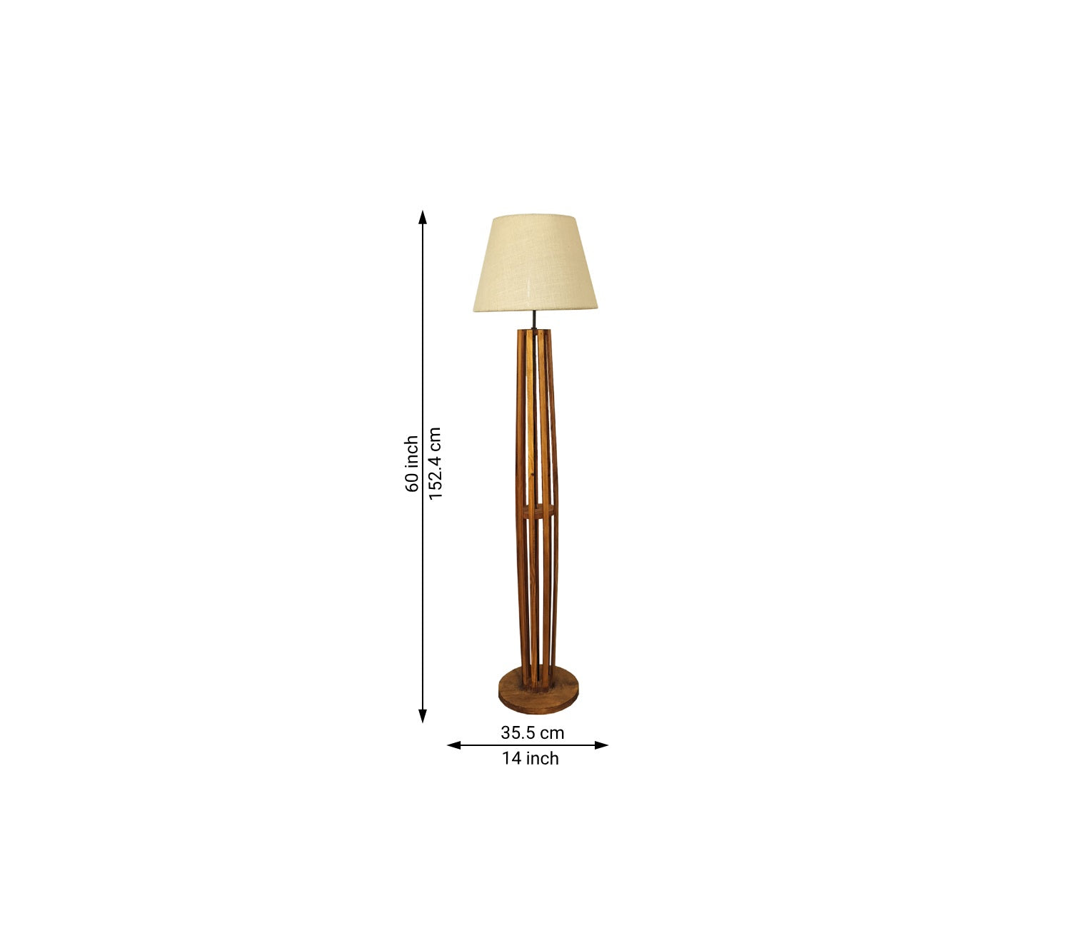 Premium Wooden Floor Lamp with Brown Base and Beige Fabric Lampshade