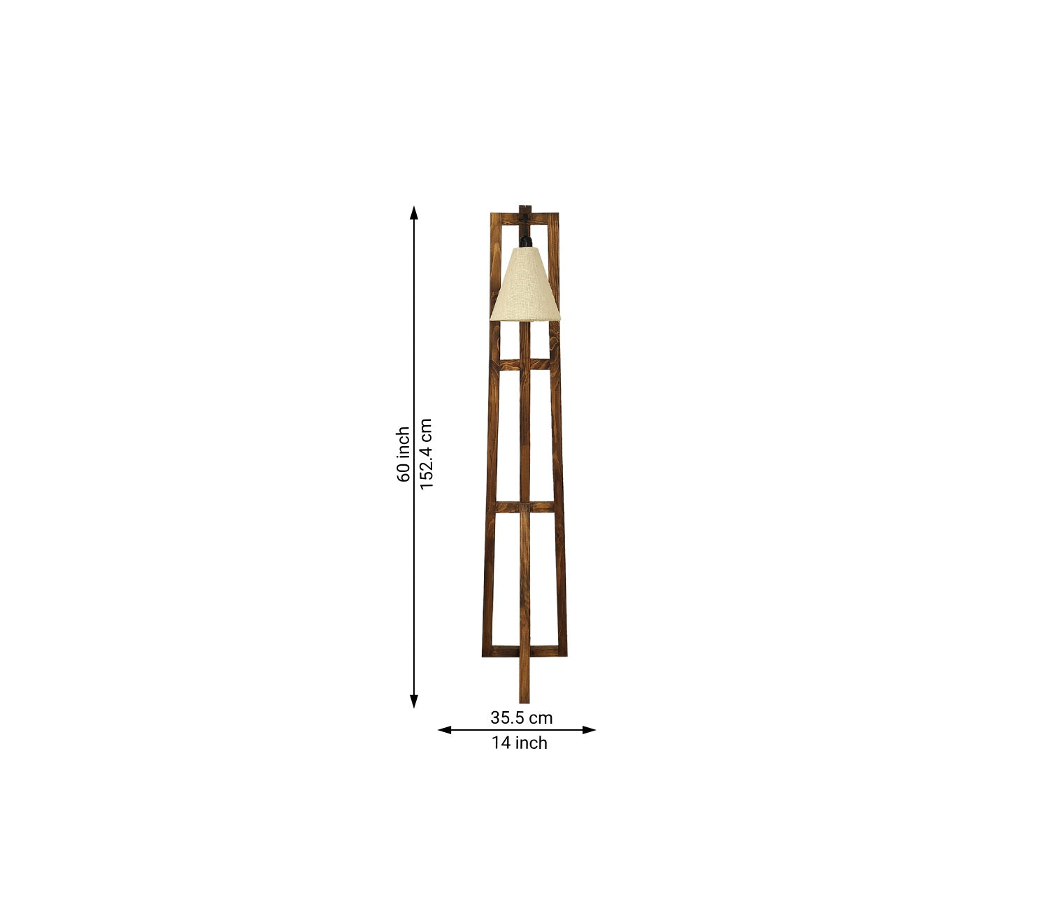 Premium Wooden Floor Lamp with Brown Base and Jute Fabric Lampshade