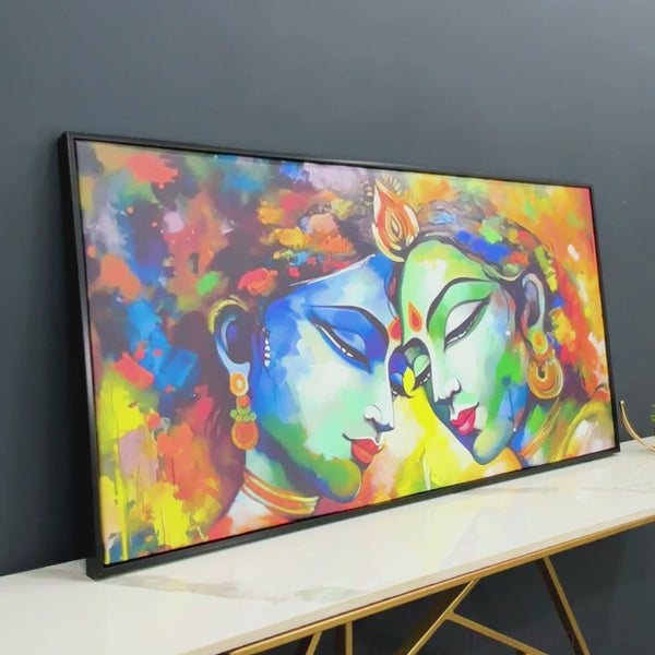 Radha Rani with Krishna Colorful Art Canvas Wall Painting