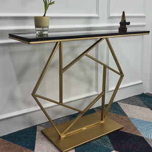 Luxurious Contemporary Console Table In Hexagonal Design with Black Marble