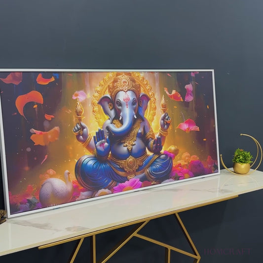 Vighnaharta Lord Ganpati Premium Canvas Wall Painting