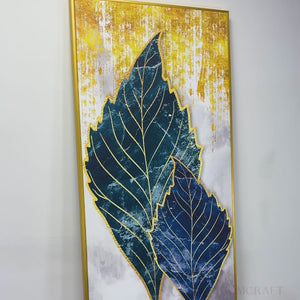 Beautiful Shiny Golden Leaves Premium Canvas Wall Painting