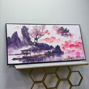 Beautiful Lake View Watercolor Art Canvas Wall Painting