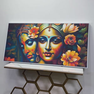 Lord Radha Krishna Face Artistic Art Canvas Wall Painting