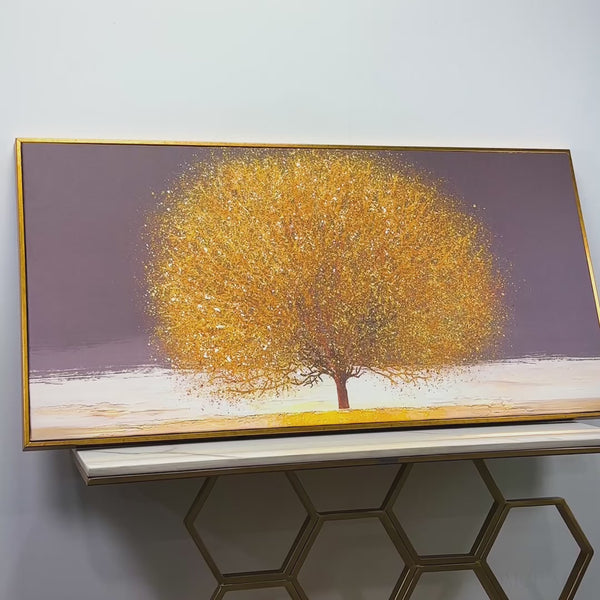 Golden Tree with Elements of gold textures Wall Painting