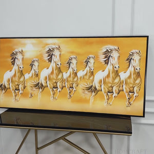 Beautiful Vastu Seven Running Horses Canvas Wall Painting