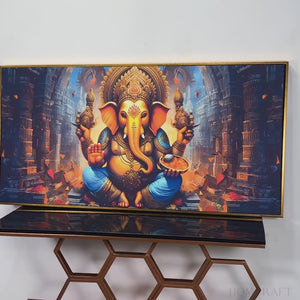 Premium Lord Ganesha Statue Canvas Wall Painting