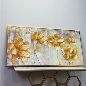 Golden Flowers Abstracts Art Canvas wall painting