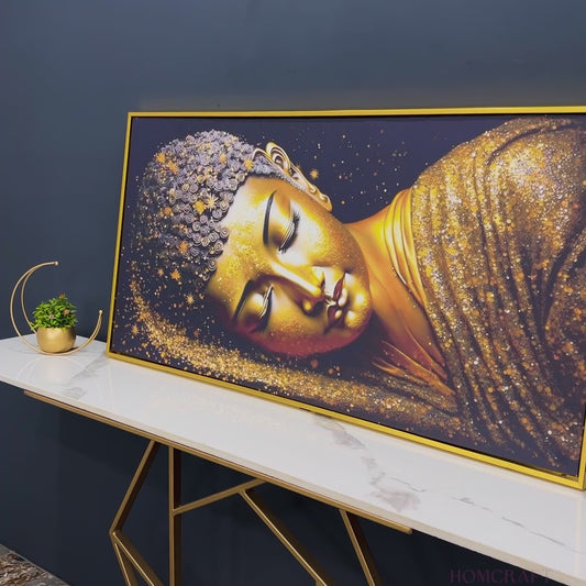 Modern Golden Buddha Statue Premium Canvas Wall Painting