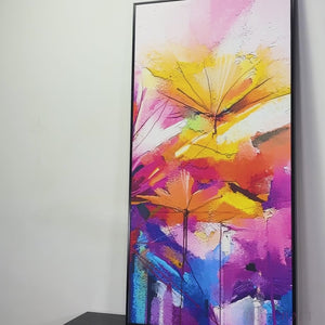 Abstract Colorful Acrylic Painting of Beautiful Flowers