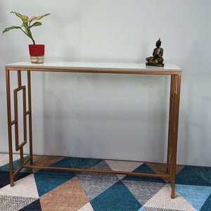 Modern Design Console Table with Copper Metal Finish