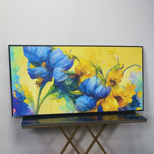 Abstract Blue and Gold Floral Art Canvas Wall Painting