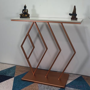 Classic Design Copper Console Table in Geometric Pattern