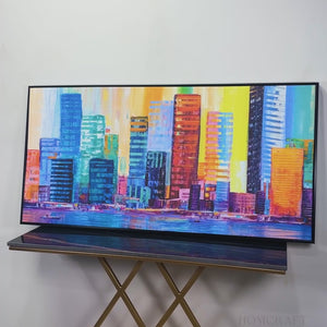 Colorful City Skyline Premium Canvas Wall Painting