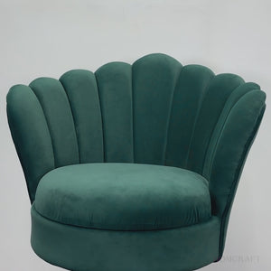 Shell Motif Luxury Design Green Velvet Lounge Chair