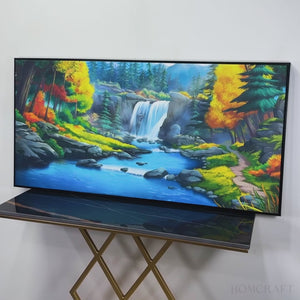 A Beautiful Waterfall In Forest Premium Wall Painting