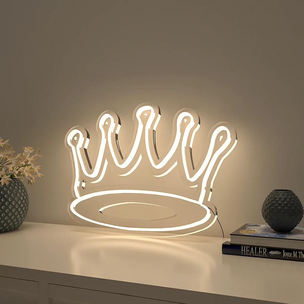 Queen Crown Design Warm LED Neon Light