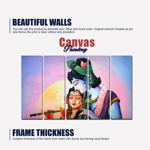 Radha Krishna Canvas Wall Painting 5 Panels Set