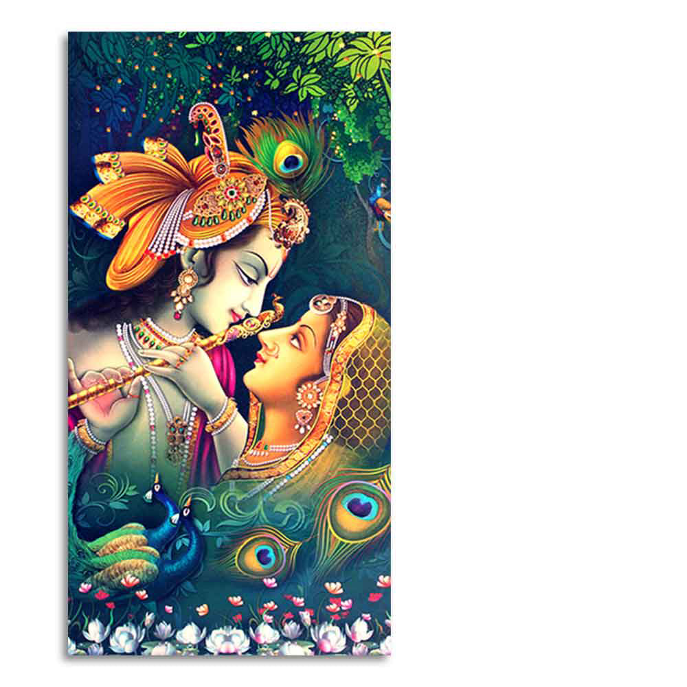 Radha Krishna in Anand Vatika Canvas Wall Painting for Hall