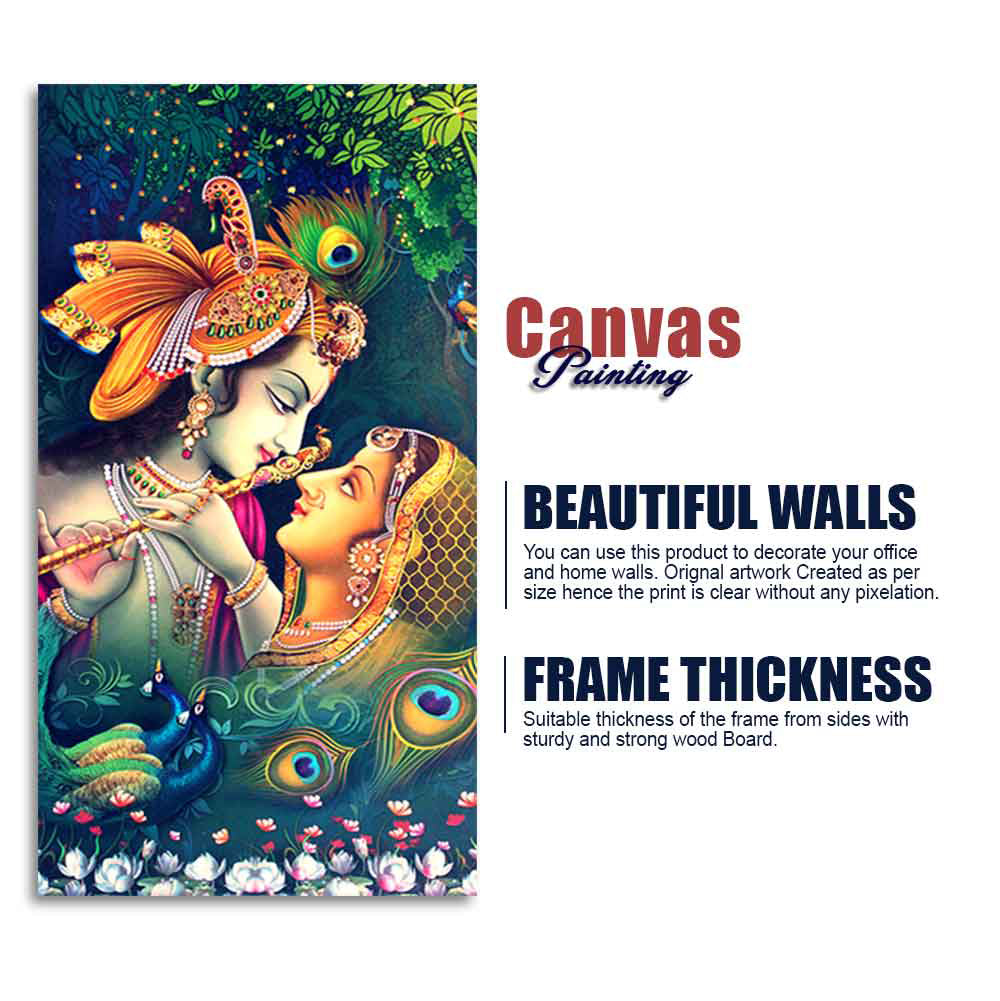 Radha Krishna in Anand Vatika Canvas Wall Painting for Hall