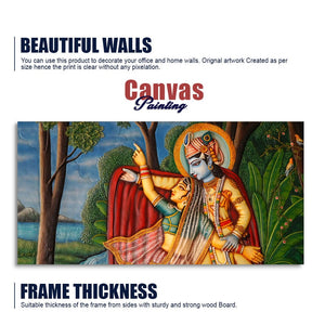 Radha Krishna Madhubani Premium Canvas Wall Painting