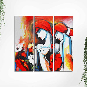 Radha Krishna Painting Wall Canvas Modern Art 3 Panels