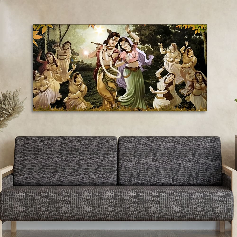 Radha Krishna Raas Leela Canvas Wall Painting