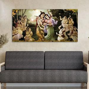 Radha Krishna Raas Leela Canvas Wall Painting