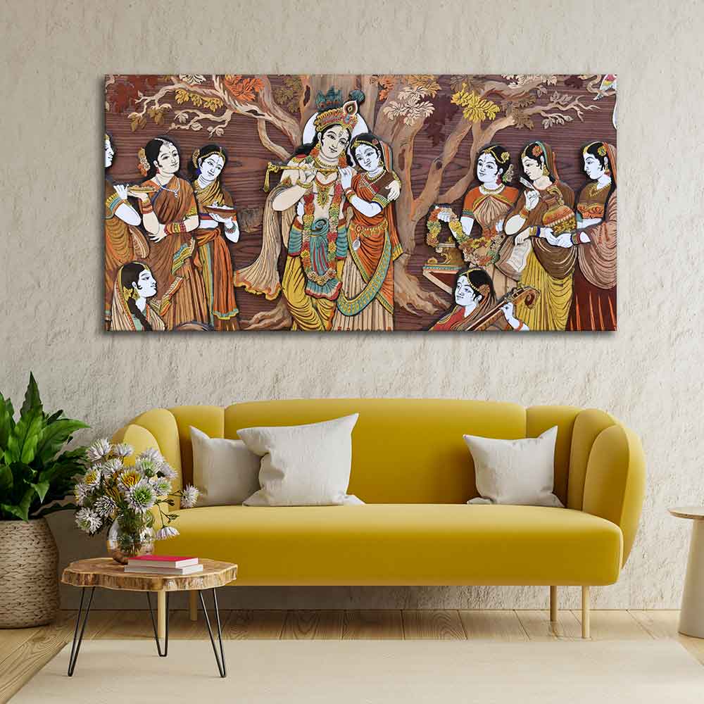 Radha Krishna Rasleela Canvas Wall Painting