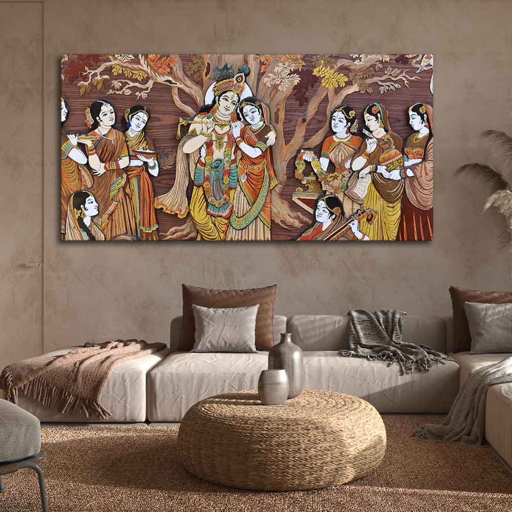 Radha Krishna Rasleela Canvas Wall Painting