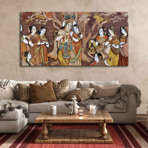 Radha Krishna Rasleela Canvas Wall Painting