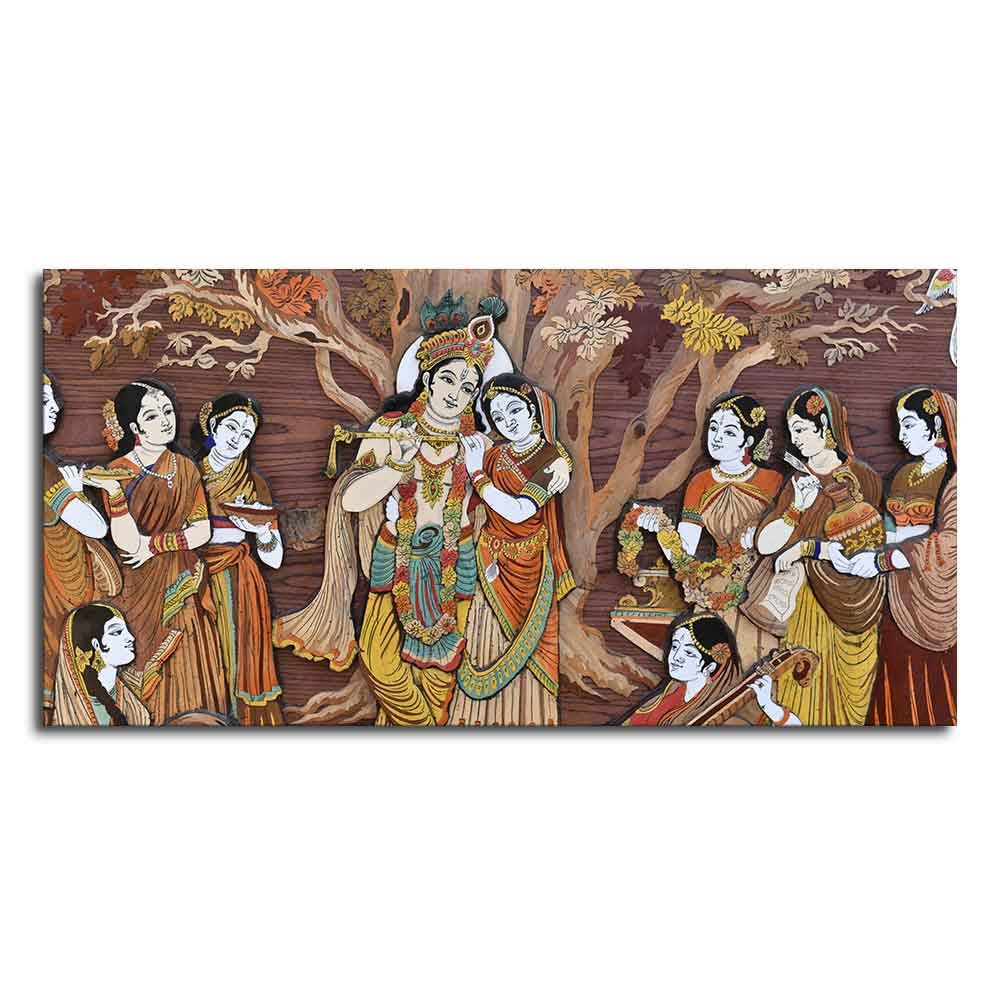 Radha Krishna Rasleela Canvas Wall Painting