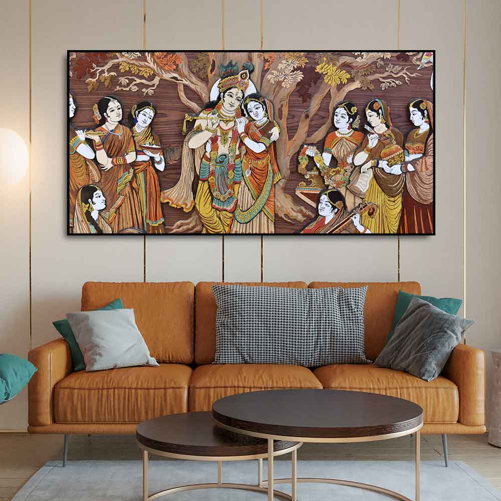 Radha Krishna Rasleela Canvas Wall Painting