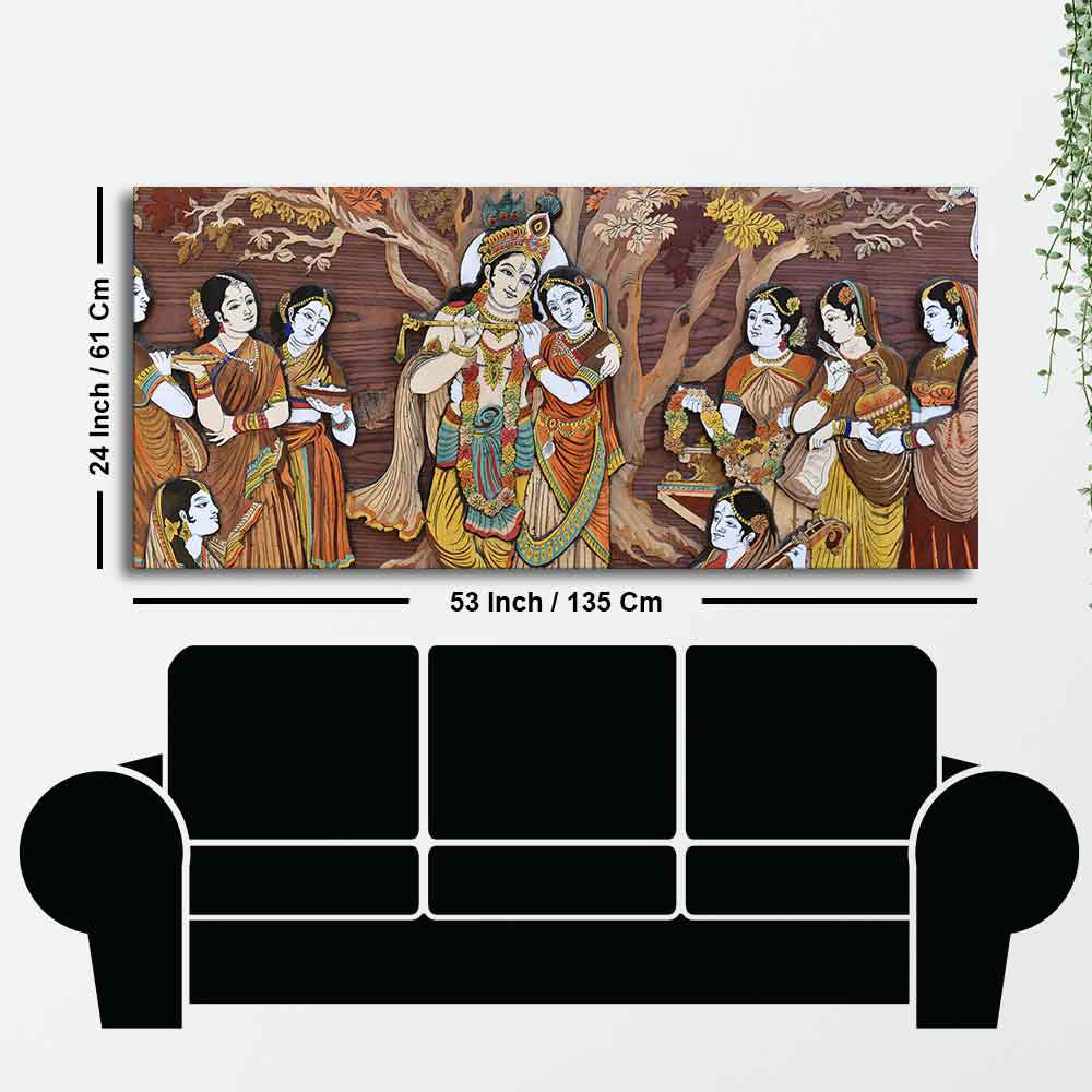 Radha Krishna Rasleela Large Canvas Wall Painting