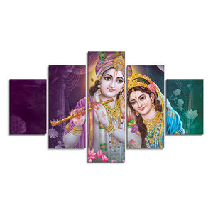 Radha Krishna Religious Wall Painting Set of Five