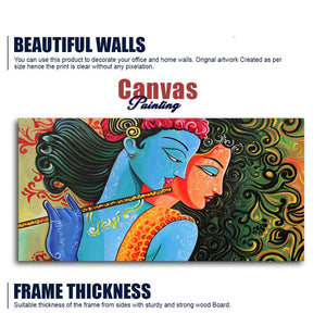 Radha Krishna with Flute Premium Wall Painting