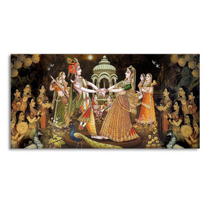 Radhe Krishna and Gopiya Rasleela Canvas Wall Painting