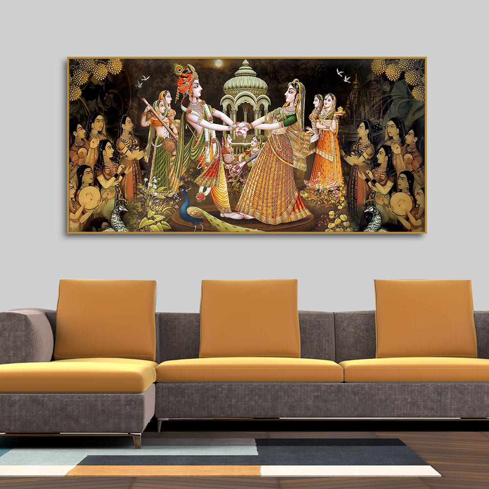 Radhe Krishna and Gopiya Rasleela Canvas Wall Painting