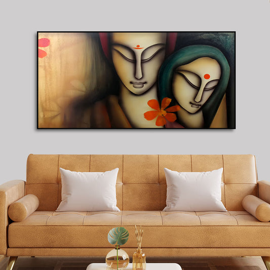 Radhe Krishna Modern Art Premium Canvas Wall Painting