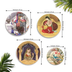 Ragini Patamanjari Mughal Art Wall Plates Painting Set of Four