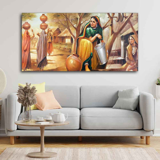 Rajasthani art Water Filling Women Wall Painting