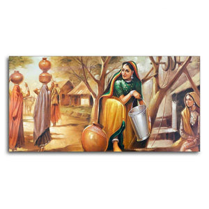 Rajasthani art Water Filling Women Wall Painting