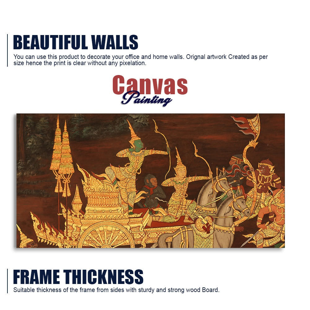 Ramayana Story at the Emerald Buddha Temple Canvas Wall Painting