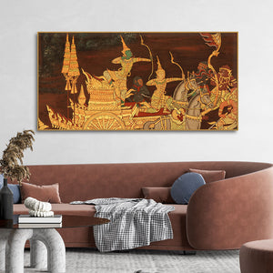 Ramayana Story at the Emerald Buddha Temple Canvas Wall Painting