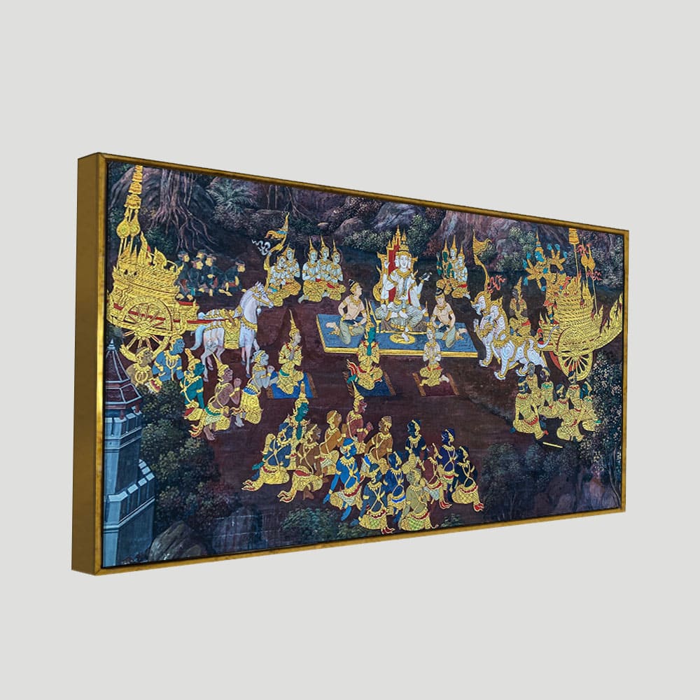 Ramayana Story at the Temple of Emerald Buddha Canvas Wall Painting