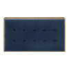 Rectangular Shaped Blue Velvet Ottoman with Golden Metal Finish