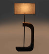 Rectangular Shaped Grey Fabric Shade Table Lamp with Brown & Black Base