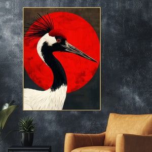 Red Crowned Crane Cotton Canvas Wall Painting