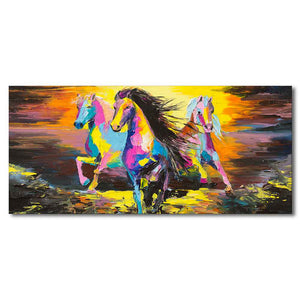 Running Horses Abstract Art Premium Canvas Wall Painting